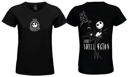 Disney « Jack Skellington » WOJACKDTS016 T-Shirt Femme, Noir, Taille XXL