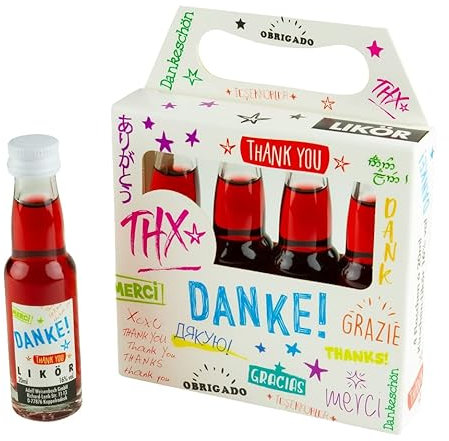 Weisenbach Geschenke & Ideen - Schnaps-4er „DANKE!“ - Kirschen-Likör 4x0,02l - 16% vol.