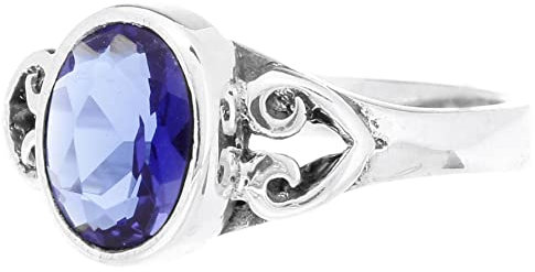 Windalf Elfen Damen Ring TARA 8 mm Blauer Saphir Vintage 925 Sterlingsilber (Sterlingsilber, 58 (18.5))