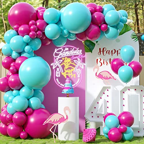 Ghirlanda di Palloncini Rosa Blu, 100 Pezzi Turchese Rosa Palloncino Ghirlanda con Palloncini Rosa Turchese per Matrimonio, Compleanno, San Valentino, Anniversario, Addio al Nubilato