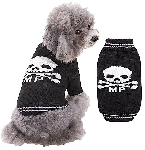 Totenkopf-Hundepullover, Warmer Mantel für kleine Hunde (L)