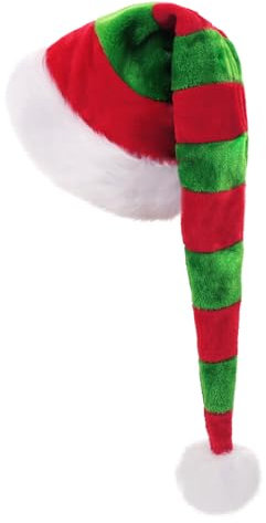 CITÉTOILE Cappello Natale Esteso per Adulti con Strisce,Spesso Cappello da Babbo Natale Invernale per Uomo e Donna, Cappello da Babbo Natale per Feste di Natale, Capodanno, Vacanze, Articoli per Feste