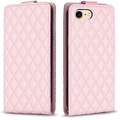 COQUE pour l’étui de téléphone Apple iPhone 7, l’étui à Ouverture Verticale a Une Conception intégrée de 3 emplacements pour Cartes-Rose