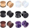 Longbeauty 6 Paar Gauge Flesh-Tunnel Ohr-Plug aus Holz & Stein Piercing Schmuck Stretching Double Flared Dehnung Ohr Expanders, 6MM