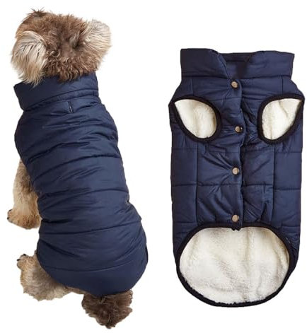 FANSU Hundemantel Winter Wasserdicht, Warme Hundejacke Wasserdicht Herbst Haustier Jacken Wattierte Kleidung für Kleine Hunde Mittlere Hunde Große Hunde (S,Marineblau)