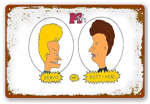 Retro Metallschild – Beavis and Butthead Poster Bar Club Wand Cafe Wohnzimmer Kunst Dekoration 20,3 x 30,5 cm