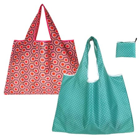 FAVORTALK Große, faltbare Einkaufstasche, wasserabweisend, wiederverwendbar, umweltfreundlich, wasserdicht, Einkaufstasche für den täglichen Gebrauch in der Tasche, D16615, 56 x 41 + 26 cm / 22.1 x