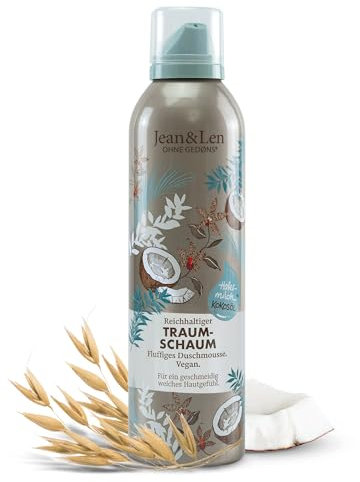 Jean & Len Reichhaltiger Traumschaum Kokos & Hafermilch, Gel-to-Mousse Technologie, mit Vitamin E und pflanzlichem Glycerin, Duschschaum, ohne Parabene & Silikone, 200 ml