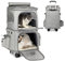 OPETDO Doppelter Rucksack 2 in 1 für kleine Katzen und Hunde, Rucksack mit Rädern, Tragbare Haustier-Transporttasche, Einzigartiges und praktisches Design, Ideal für Reise/Wandern/Camping, Grau