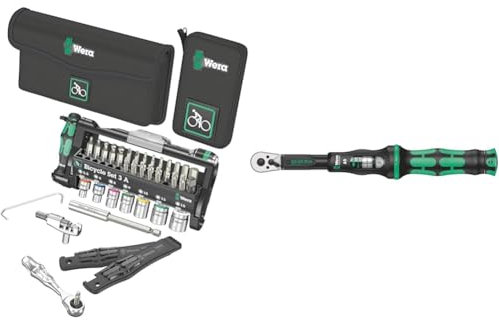 Wera 05004183001 Bicycle Set 3 A & 05075604001 Click-Torque A 5 Drehmomentschlüssel mit Umschaltknarre, 1 W, 1 V, 1/4 Vierkant, 2.5-25 Nm