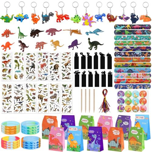 84 Pezzi Regalo Dinosauri Gadget Compleanno Giocattoli Splendidamente, Bambini Dino Regalini Premi di Carnevale for Lucky Dip Prizes, Dinosauri Riempitrici Sacchetti da Festa for Classroom Rewards