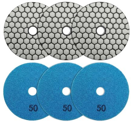 SHDIATOOL Trocken-Diamant-Polierpads Korn 50 100MM Beton-Diamant-Schleifscheiben Marmor-Granit-Stein-Polieren 6St.