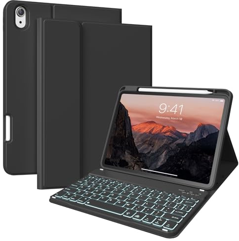 ZKTUYU Backlit Keyboard Case For iPad 11th 10th Generation 11 inch 10.9 inch 2025 2022 A16 with Pencil Holder, Multi-angle Magnetic Detachable Wireless Bluetooth Keyboard Cover, Black