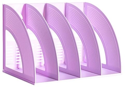 Porte-revues en Plastique, HAIYUU Porte Revue Bureau avec 4 Compartiments, Porte Magazines Porte-journaux Rangement Bureau Organisateur pour Document Papier A4 Cahier Magazine Fichiers