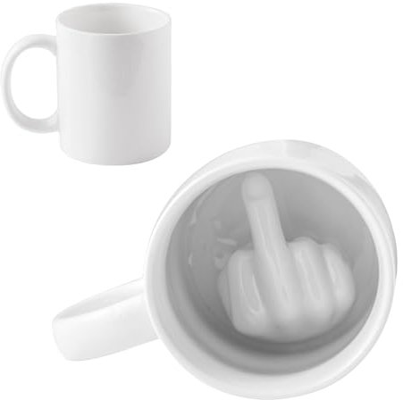 DAWRIS Middle Finger Funny Mug Ceramic Cup Funny Gifts for Men Women Christmas Gifts for Him Her Men Women Novelty Coffee Mug Secret Santa Gifts for Men Gift for Birthday
