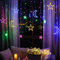 LED Lichterkette Weihnachten, 3.5m Stern Mond Lichtervorhang Batteriebetrieben, Sternenvorhang für Innen, Fenster Dekoration (Farbig)