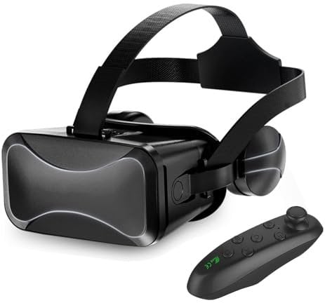 Virtual-Reality-Headset – VR-Brille mit Controller, immersive -Brille | Leichte VR-Brille, verstellbares Virtual-Reality-Brillen-Headset für Jugendliche, Erwachsene, Spiele,