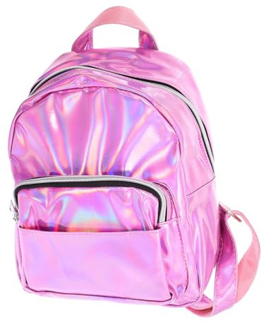 BESTYASH Holografischer Kleiner Rucksack Mädchen Schulrucksack Pu Material Verstellbare Schultergurte Leichtgewicht Teenager Tasche Trendige Schultasche