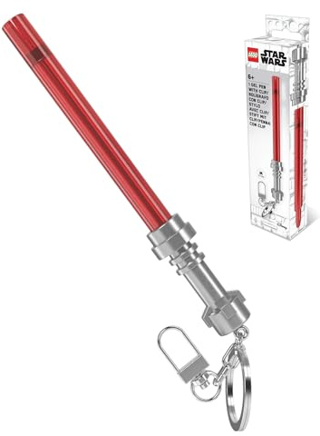 IQ LEGO Star Wars Lichtschwert-Gelschreiber mit Clip, Rot (53509) | Glattes Schreiben, rote Tinte, nachfüllbar