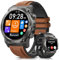 NAIXUES Smartwatch Herren mit Telefonfunktion, 500mAh Akku Militär Smart Watch 1.46 HD Fitnessuhr 24/7 Herzfrequenz/SpO2/Schlafmonitor, 110 Sportmodi IP68 Wasserdicht iOS Android, 2 Armbänders, Braun