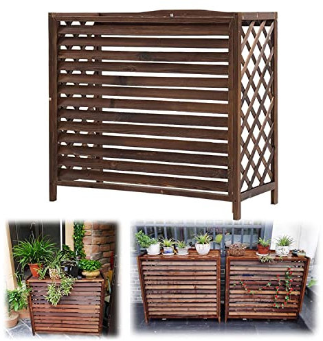 Heavy Duty Outdoor Air Conditioner Cover with Privacy Fence Screen Balcony Plant Storage Shelf for Garden Decoration.