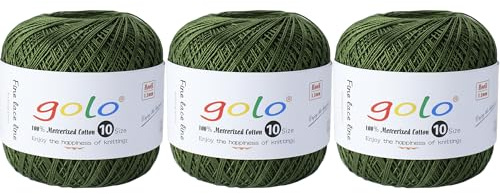 golo 3 Balls Crochet Thread Size 10 Crochet Yarn for Hand Knitting 623