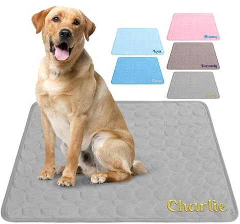 Kühlmatte für Hunde Personalisiert Selbst Kühlende Hundematte rutschfest Hundematte mit Name Stickerei Tragbar Kühldecke für Hunde Katzen