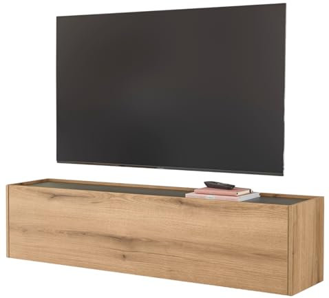Furn.Design TV-Lowboard in Evoke Eiche und grau TV-Unterteil hängend 150 cm Hängeschrank, Center
