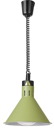 HENDI Wärmelampe, Konisch, Inkl. Bruchsicher Infrarotlampe, Höhenverstellbar, zum Warmhalten von Speisen, Wärmebrücke, Speisenwärmer, E27 Fassung, 230V/250W, ø275x(H)250mm, Aluminium, grün