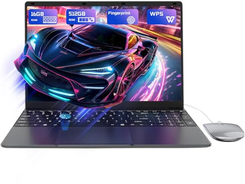 PINSTONE 15,6 Ordenador portátil 16GB RAM 512GB SSD, PC portátil Celeron N5095 CPU, Apertura a 180° del portátil, Laptop Computer con pantalla FHD 1080P, WiFi5, Bluetooth4.2, USB3.0, Webcam, Touch ID