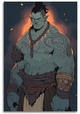 SAFHUER Poster mit epischem Ork-Krieger, dekoratives Gemälde, Leinwand, Wandposter und Kunstdruck, moderne Familienschlafzimmer-Dekoration, Poster, 30 x 45 cm