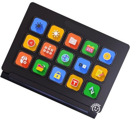 DEKKRYNFV Live Stream Command Centers 15Customizable Button Ai Keyboards Stream Controller For Mutiple Apps Content Creation