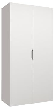 Mirjan24 Kleiderschrank mit Einlegeböden und Kleiderstange Midere 100, Vielseitiger Drehtürenschrank, Elegantes Kleiderschrank 2-türig (Weiß)