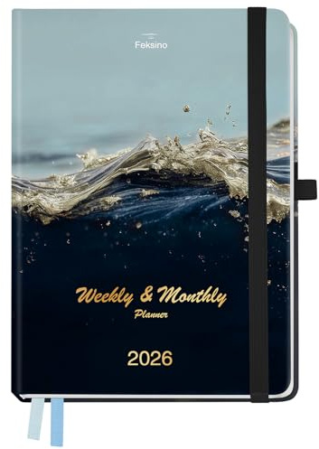 FEKSINO Kalender 2026 A4 Buchkalender 28,6 x 21 cm Terminplaner 2026 Wochenplaner,12-Monate Jan.2026-Dez.2026, Planer & Taschenkalender mit 100 GSM Papier