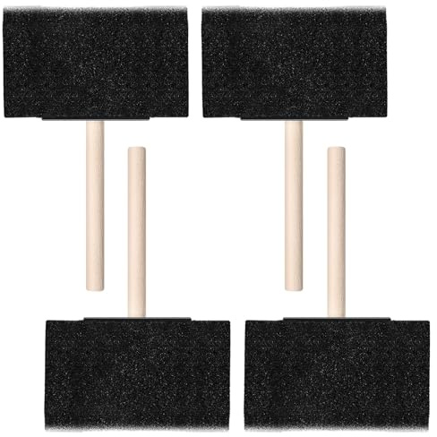 Foam Paint Brushes 4 Inch 4 Pcs Foam Brushes for Painting Wood Handle Sponge Paint Brush Set for Staining Varnishes Staining DIY Craft Projects Finishing