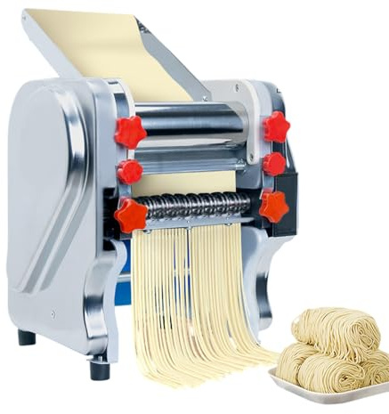 Buhelyc Commercial Electric Pasta Maker Stainless Steel Electric Noodle Making Pasta Maker Thickness Adjustable 3/9mm Width Noodle for Home and Commercial(Size:FKM200)