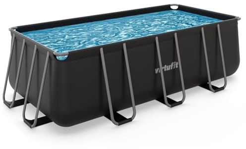 VirtuFit Rechteckpool 400 x 200 x 122 cm Anthrazit - UV-beständig - Familiengröße - schneller Aufbau