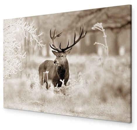 murando - Wandbilder XXL Hirsch 120x80 cm 1 tlg - Wand Deko Vlies Leinwand Bilder Groß Wanddeko Wohnzimmer Schlafzimmer Kunstdrucke - Natur Tier Landschaft g-C-0057-b-d