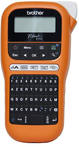 Brother PT-E110VP | Etiqueteuse professionnelle industrielle | livrée avec 1 ruban Tze-FX221 Noir/Blanc 12mm + 1 malette de transport, Artisan