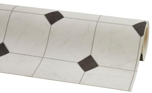 Misento PVC Bodenbelag Meterware - Vinylboden Fliesenoptik - Bodenbelag 2m und 4m breit PVC Boden - Fliese Schwarz-Weiß 400 x 400 cm