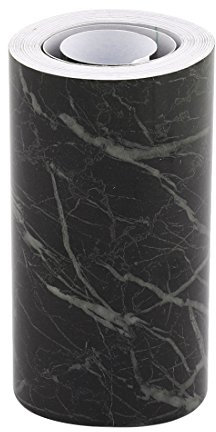 sourcing map Self-adhesive Film, Black Marble Paper, Skirting Wall Waist Line, Border Sticker, Living Room Floor 16.4Ft