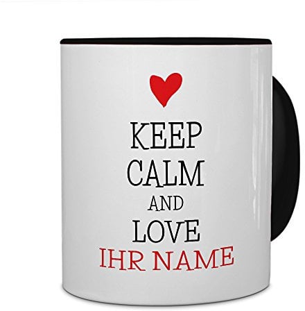 printplanet® Tasse mit Namen personalisiert - Motiv Keep Calm individuell gestalten - Farbvariante Schwarz