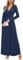 OUGES Women's Winter Spring Casual V Neck Long Sleeve Wrap Ladies Maxi Long Dress with Pockets(Navy,M)