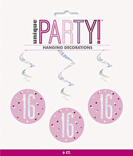 Unique 83808 Pink Hanging Swirl Decorations-32 Silver | 6 Pcs, Age 16