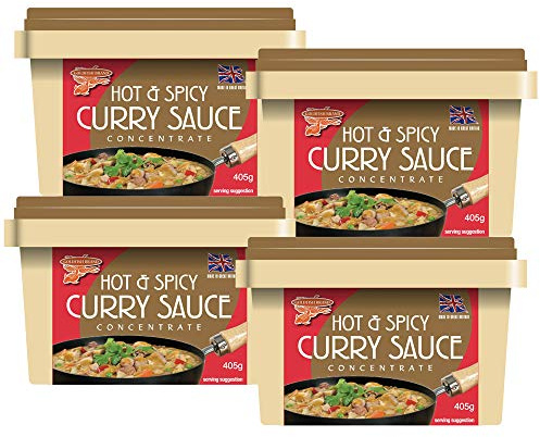 WaNaHong Chinese Takeaway Curry Sauce Paste Concentrate 405g HOT and Spicy (Box of 4 Tub)