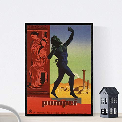 Nacnic Vintage Poster Weinleseplakat von Frankreich und Italien. Treffen Sie Pompeji. A4-Format