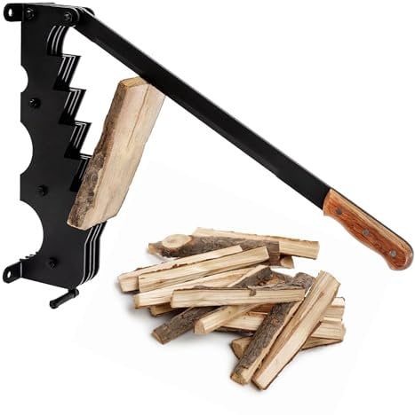 ECD Germany Spaccalegna Manuale con Manico in Legno Spaccalegna Manuale Bilanciata per Pezzi Piccoli con Manico Antiscivolo in Ghisa Nero Coltello Truciolo per Legna