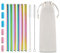 6 Pcs Rainbow Reusable Boba Straws, 0.5 Wide Stainless Steel Straws with Angled Tips & Cleaning Brush