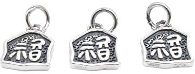 5 Sterling Silber Glücksanhänger, 925 Sterling Silber Glücksanhänger, Sterling Silber Glücksbringer, Fu chinesisches Zeichen Anhänger