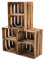 3er Set Holzkiste Weinkiste Obstkiste GEFLAMMT 40cm x 30cm x 25cm -mit Zwischenboden- als Regal und Deko (3er Set mit Boden)